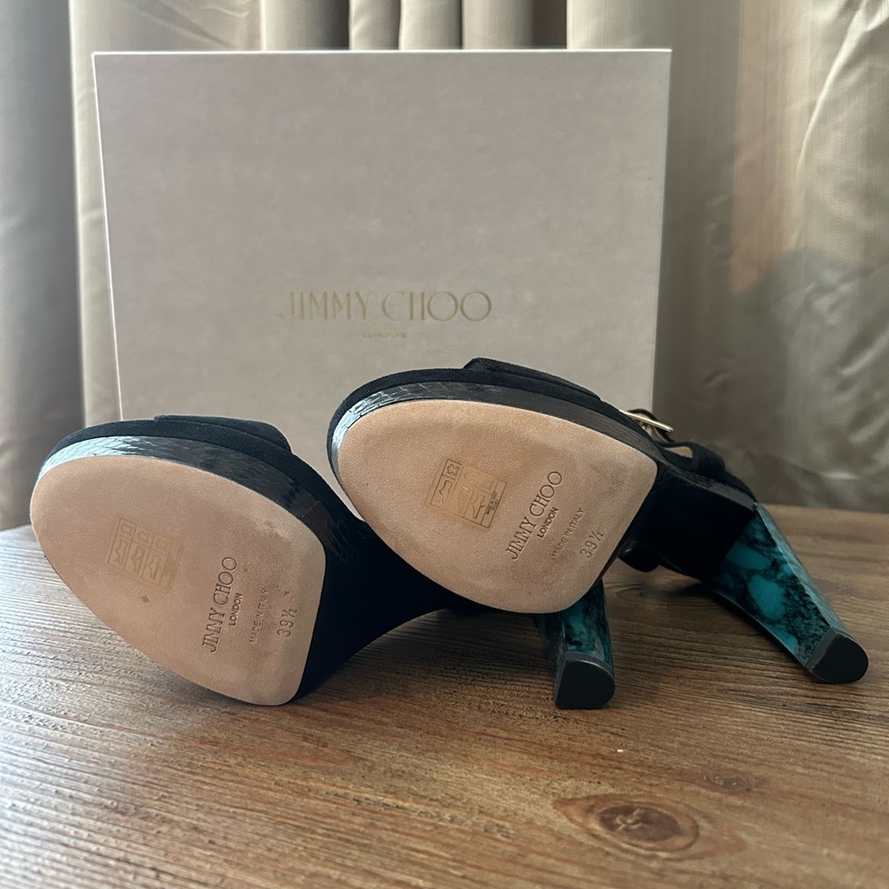 Fabulous Jimmy Choo Dora Platform Heels, Black, NEVER WORN - Picture 3 of 8
